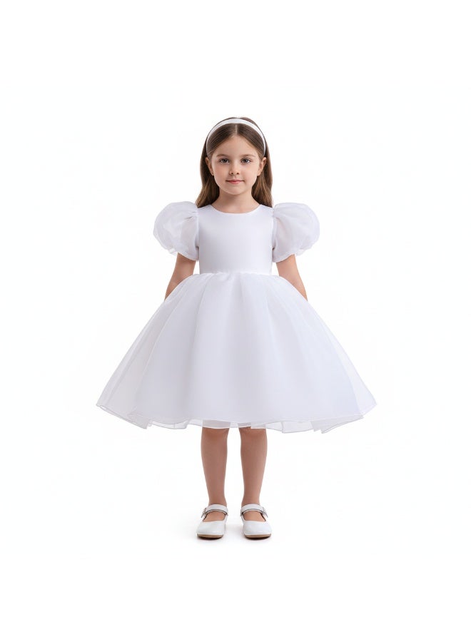 D'Daniela Tulip Party Dress-White - Image 1